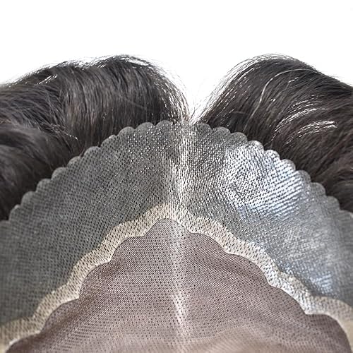 Miniatura 7 de Tupé de pelo para hombres, pieza de pelo fino mono 100% real Remy sistema de cabello humano para hombres, postizos duraderos para hombre, toupee