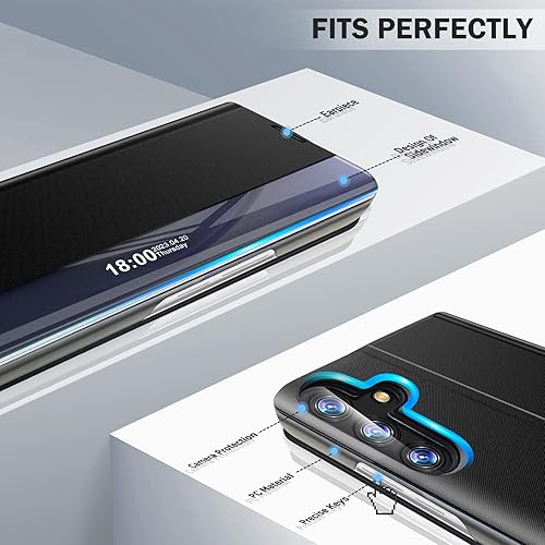 Miniatura 4 de Funda de teléfono para Samsung Galaxy A54 5G, Smart Clear View Window Luxury Slim para Galaxy A54 con soporte, funda protectora de cuero duro