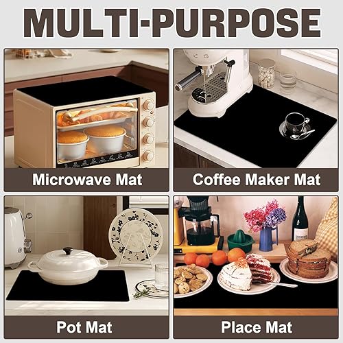 Miniatura 6 de Rubber Mat for Microwave Top Cover, Nonstick Heat Resistant Microwave Cover, 18"x14" Non Slip Microwave Kitchen Counter Protector Mat, Air Fryer Mat