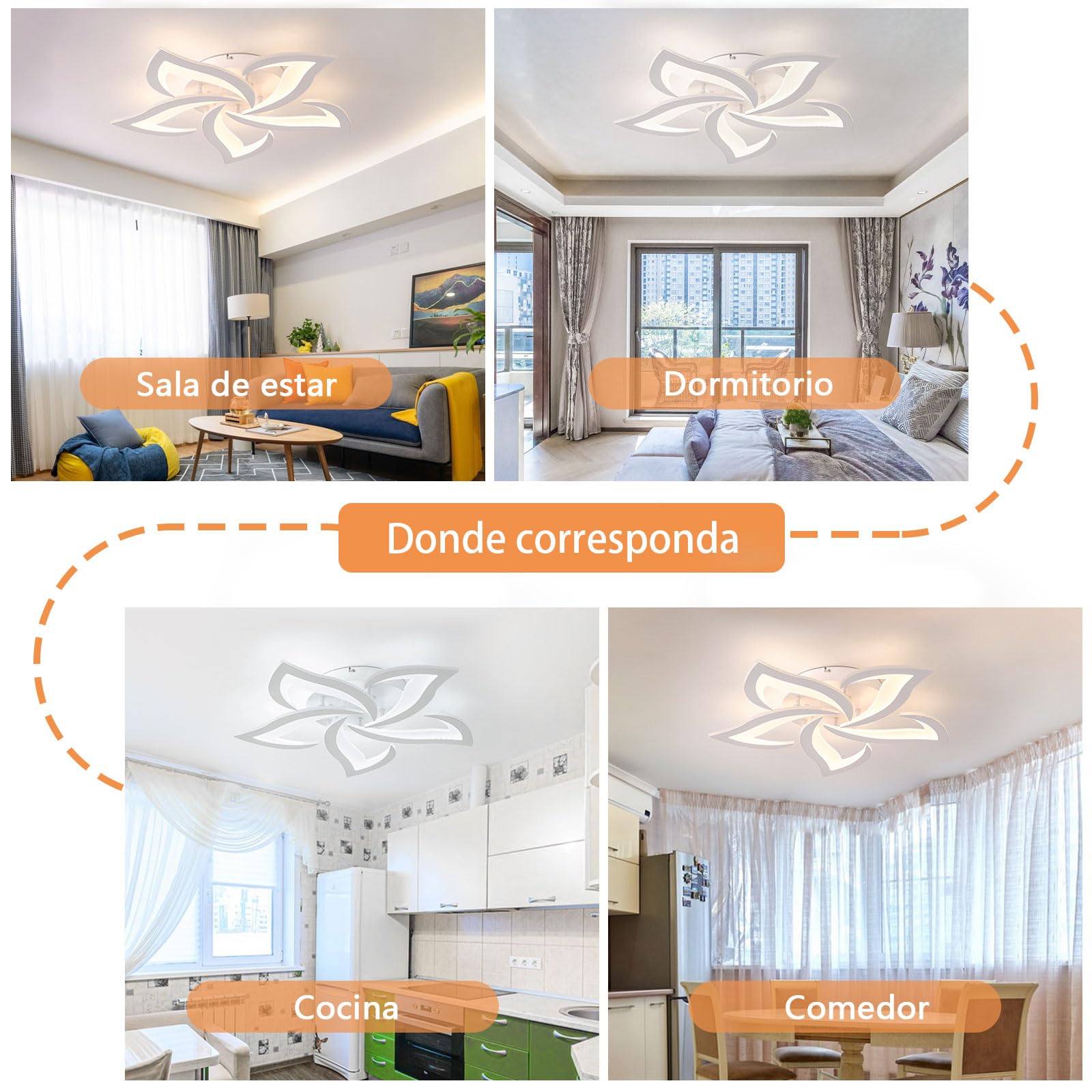Lámpara LED de techo con APP regulable, 40-80W lámpara de saló dormitorio con mando a distancia cambio de color lámpara de techo, moderna ahorro de energía iluminación de techo para salón habitación