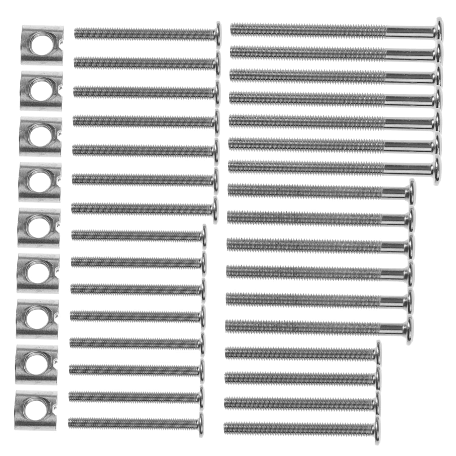 Furniture Connector Bolts Set 100pcs Crib Screws Nickel Plated Flat Head Bolts Assortment