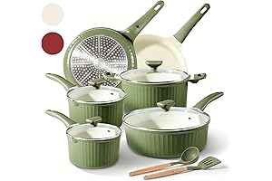 CAROTE 12 Piece Non Stick Cookware Set, Sage Green