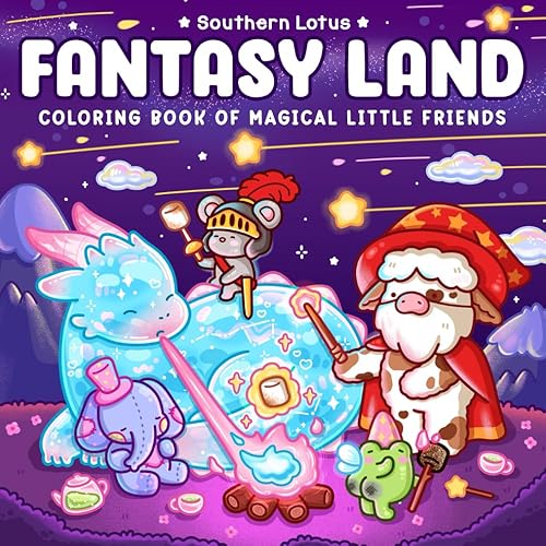 Fantasy Land: Coloring Book for Adults and Teens Featuring Little Friends in Magical World with Cute Cozy Moments and Funny Adventures for Relaxation
