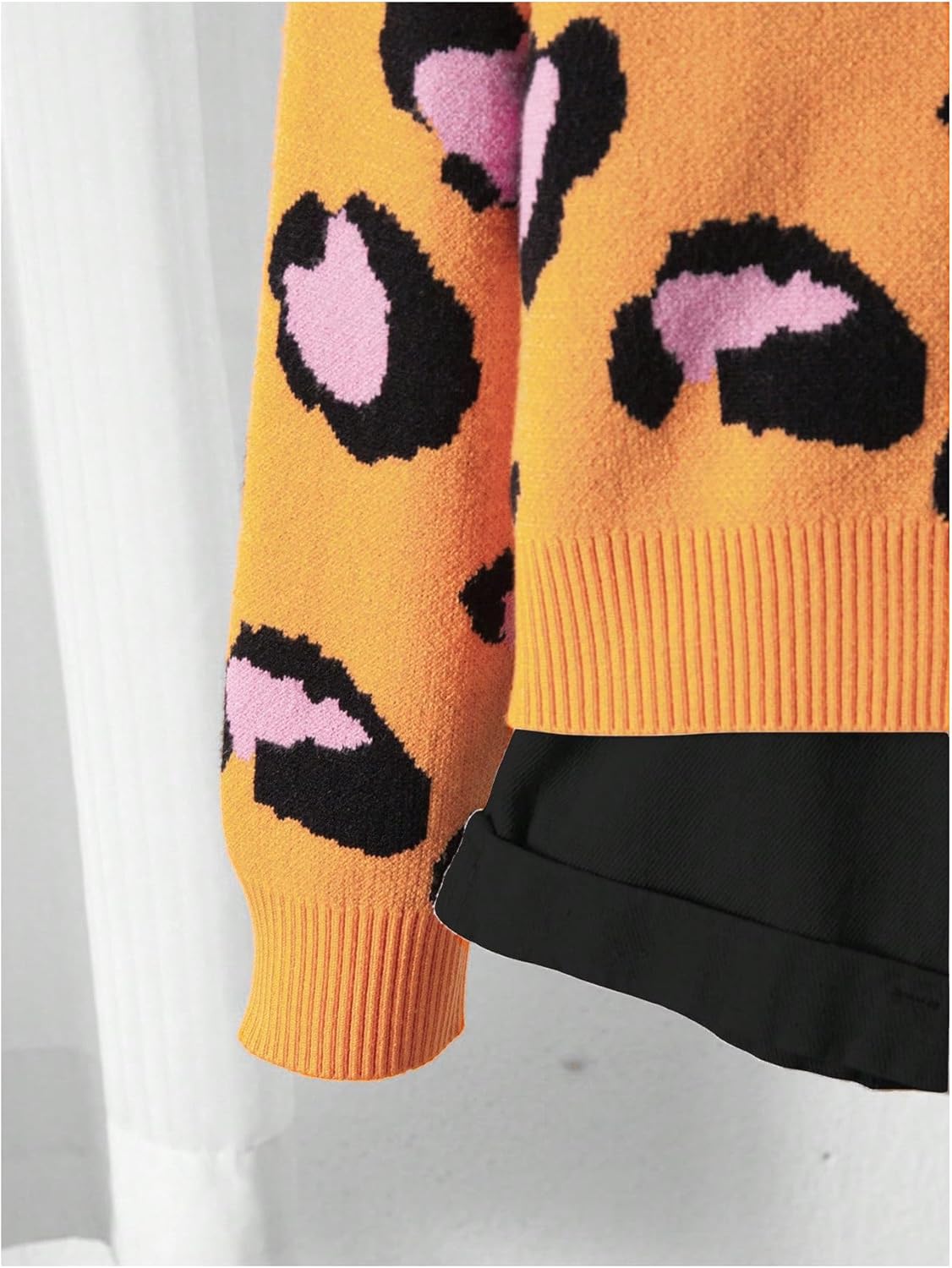 MakeMeChic Girl's Cheetah Print Cardigan Button Down Long Sleeve Cute Sweater Outerwear