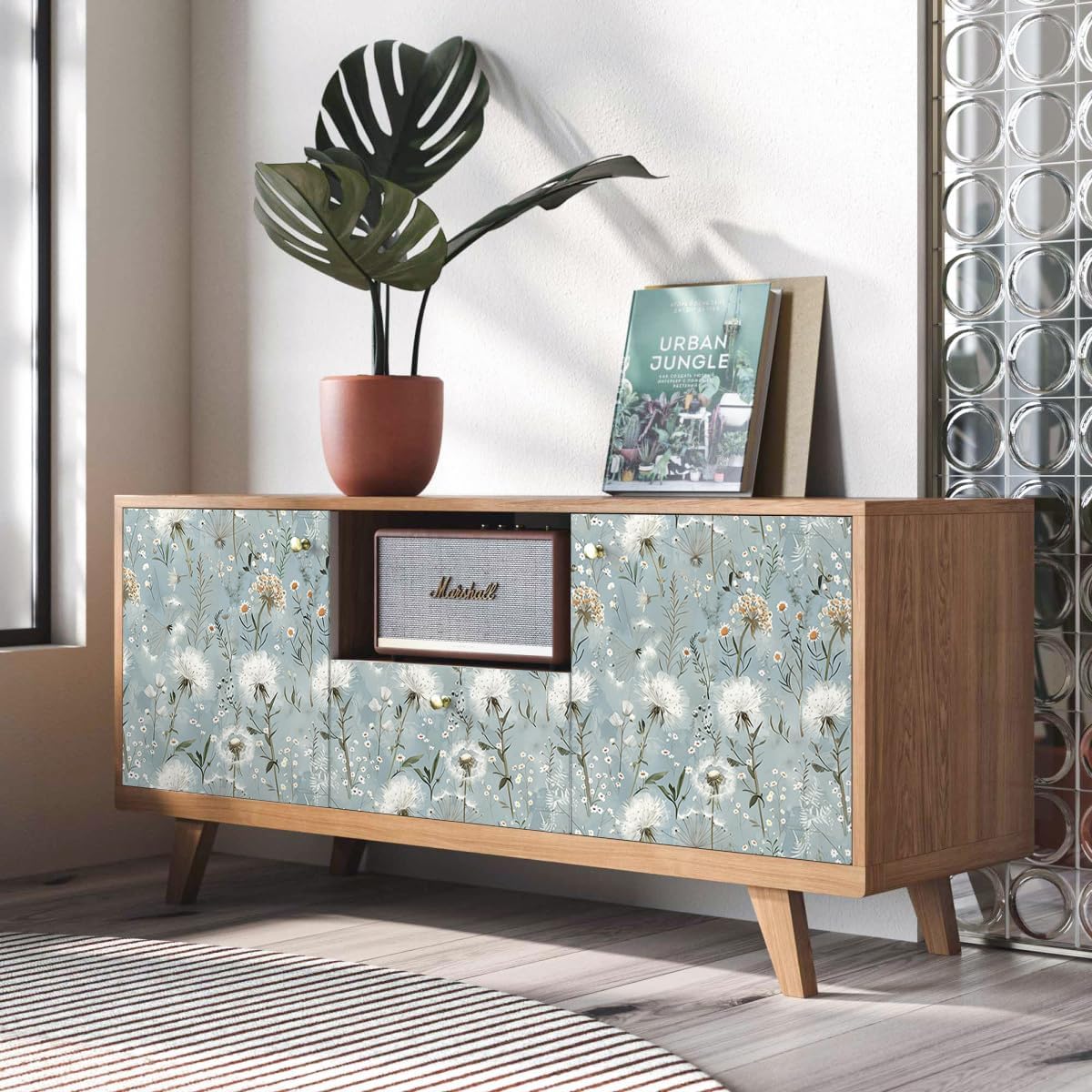 Floral Peel and Stick Wallpaper Blue Floral Contact Paper 16.9inch x 393.7inch Vintage Wallpaper Flower Self Adhesive Dandelion Decorative for Bedroom Blue Flower Removable Wall Paper