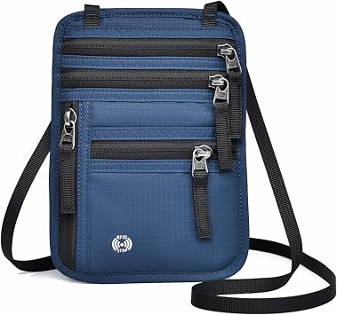 Likesing 5.5" L x 7.9" W Travel Neck Wallet, RFID Passport PouchBlue