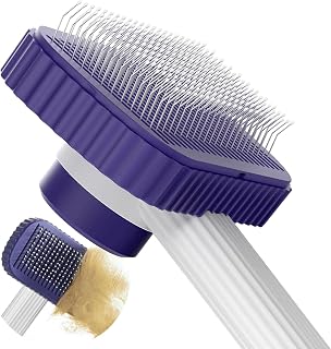 Garstor Cat Brush for Long & Short Hair Cats - Painless Deshedding, Removes Loose Fur & Mats, Rounded Pins, Dark Blue