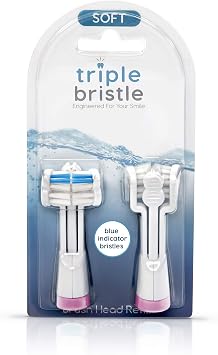 Triple Bristle Original Sonic Toothbrush + Replacement Heads Pink 2pk