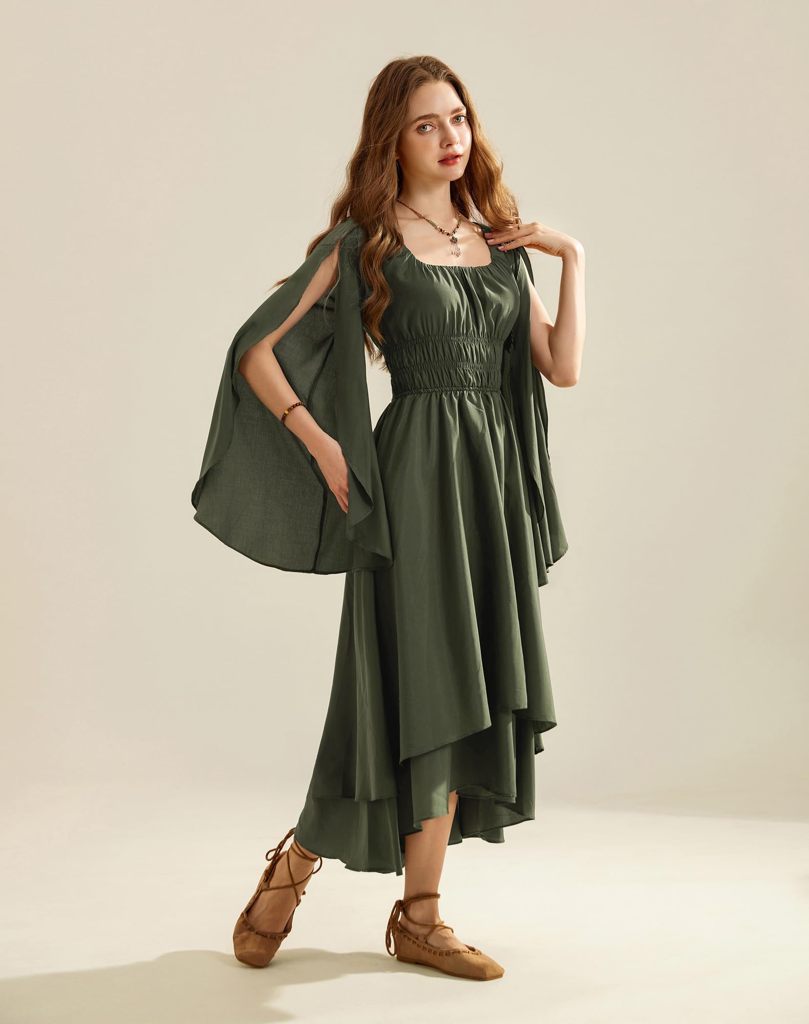 SCARLET DARKNESS Damen Renaissance Corsagenkleid Mittelalter High Low Lange Swing-Kleid