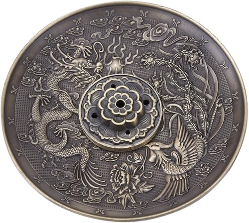 Miniatura 8 de Incienso, aleación de zinc, soporte de palo de incienso con patrón de dragón, placa de incienso con patrón chino para dormitorio, templo, oficina