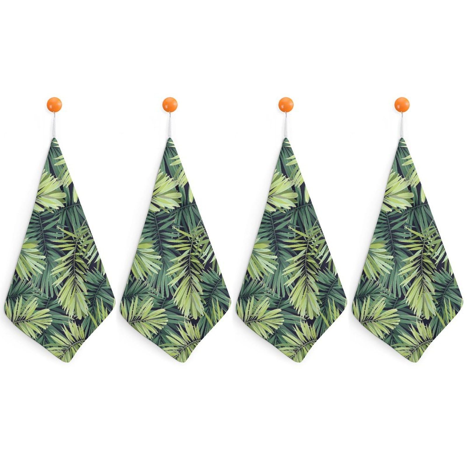 LEDFCVSU 4 Piece Hanging Hand Towels, Tropical Plant Leaves Small Dry Hand Towel for Kitchen Bathroom