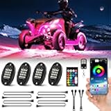 4 Pods Segmented RGB LED Rock Lights and 4Pcs 4PIN 47 inch Extension Wire Cords Set