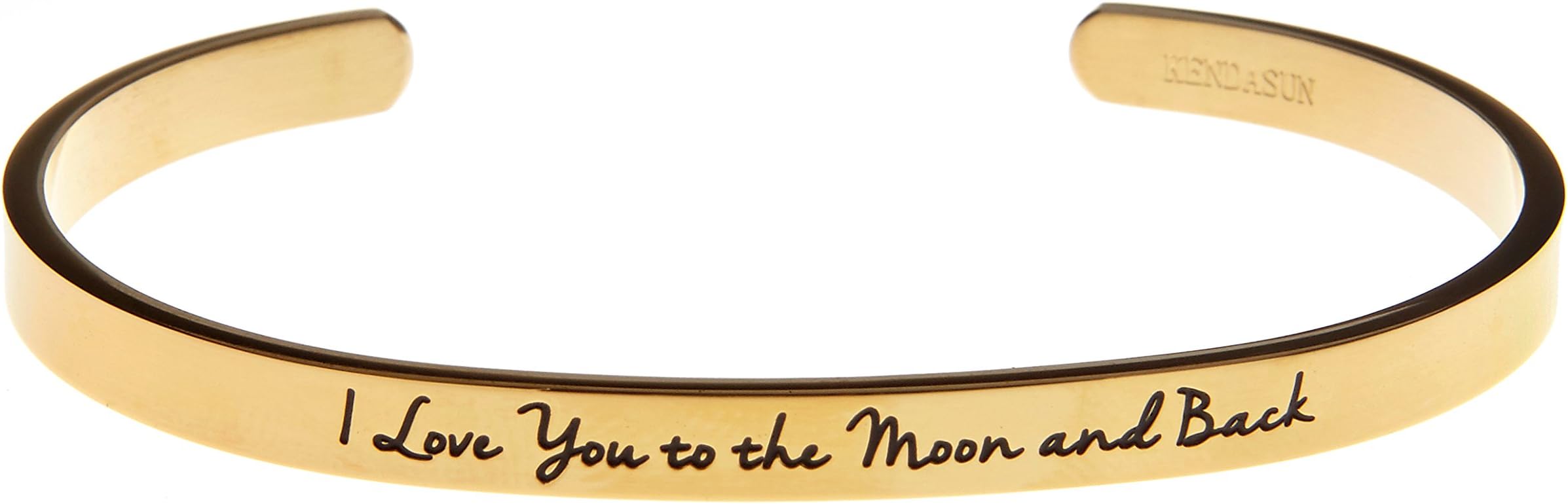 I Love You to The Moon and Back Inspirational Messaged Cuff Bracelet Bangle