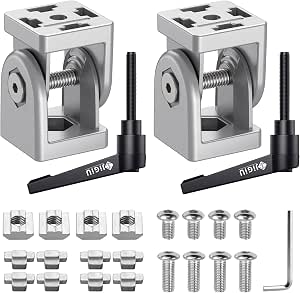 JiGiU 2 Connettori Angolari 4040 Con Leva Di Bloccaggio – Cerniera Flessibile 180° Per Profili In Alluminio Standard Europeo