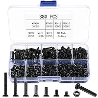 Vista 8 de Kit de tornillos y tuercas de cabeza plana M4, 275 piezas de tornillos y tuercas Phillips de cabeza cuadrada negra, kit surtido de tornillos