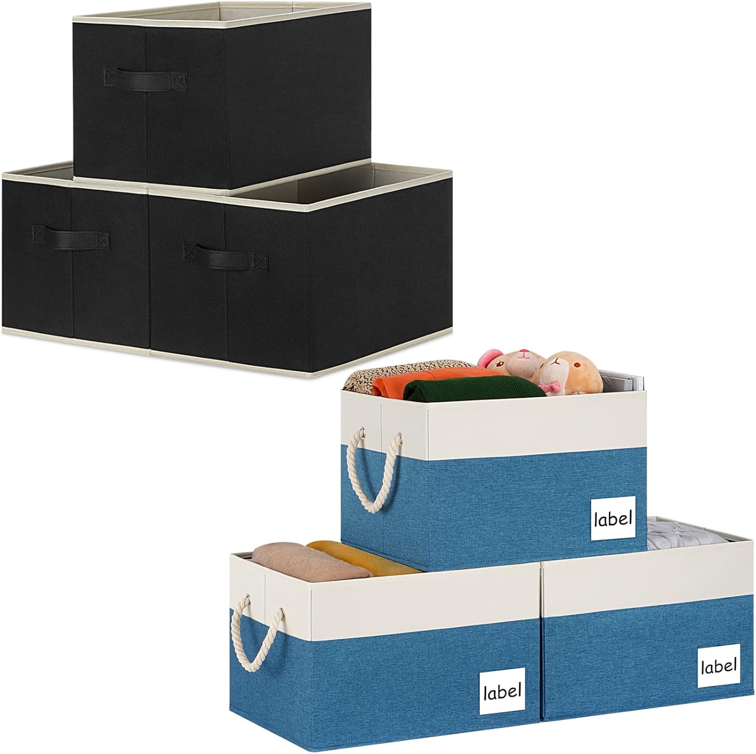 ASXSONN Fabric Storage Bins Large Storage Baskets for