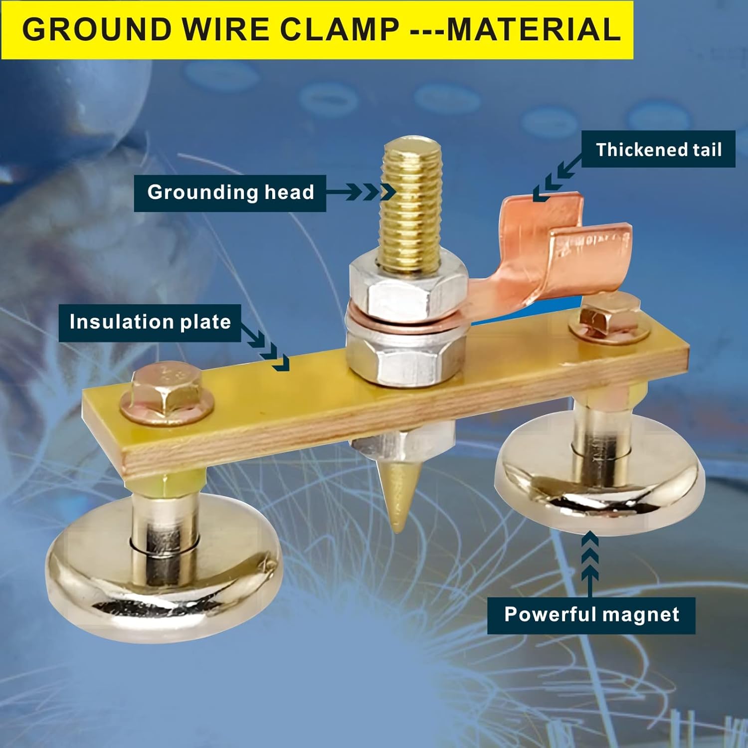 Motcoda Upgrade Magnetic Welding Ground Clamp Welder Grounding Clamps Tools Copper Stick Ground Wire Clamp Weld Metal Accessories Welders Tools (dual disk) - 