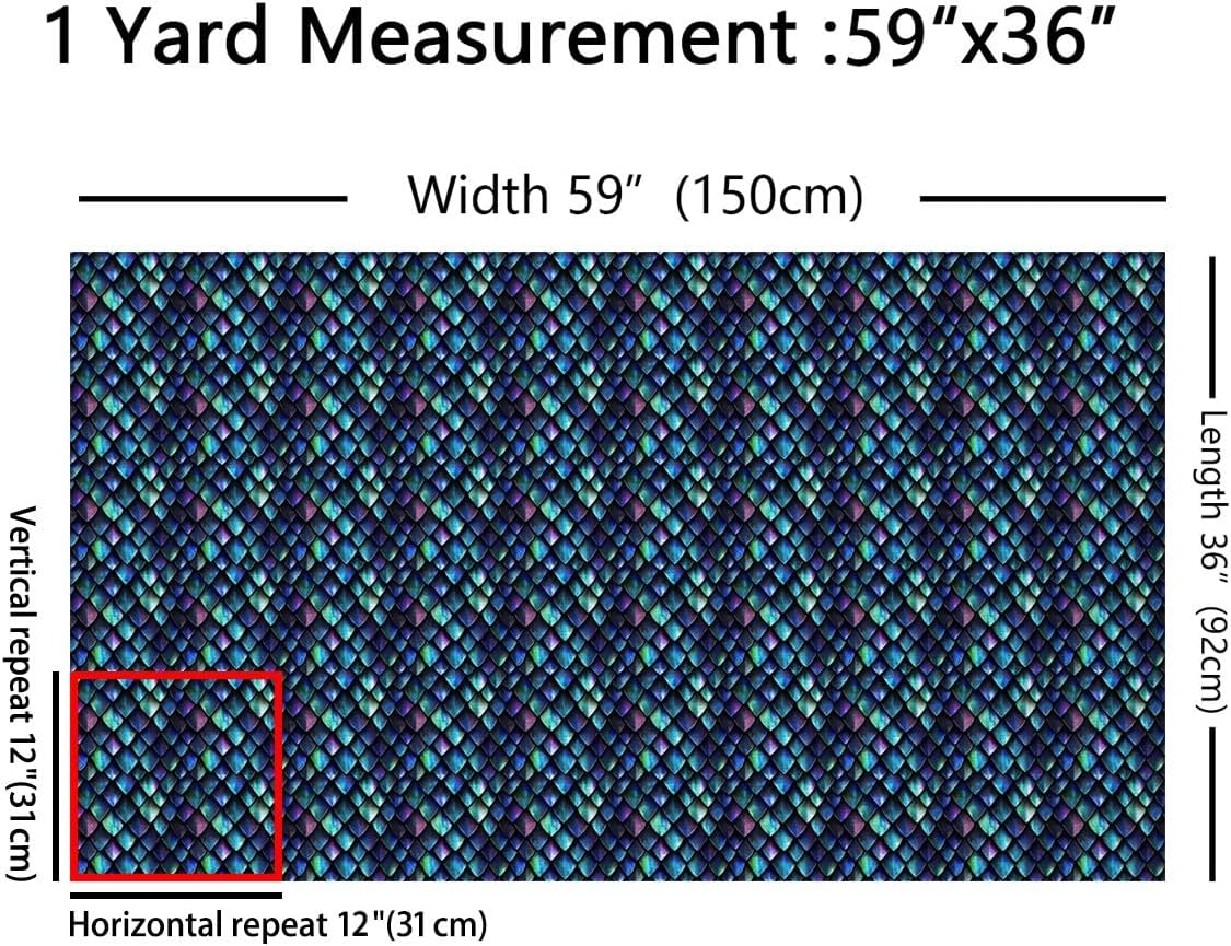 jejeloiu Dragon Upholstery Fabric by The Yard, Dragon Skin Reupholstery Fabric for Chairs, Mermaid Scale Decorative Waterproof Outdoor Fabric, 2 Yards