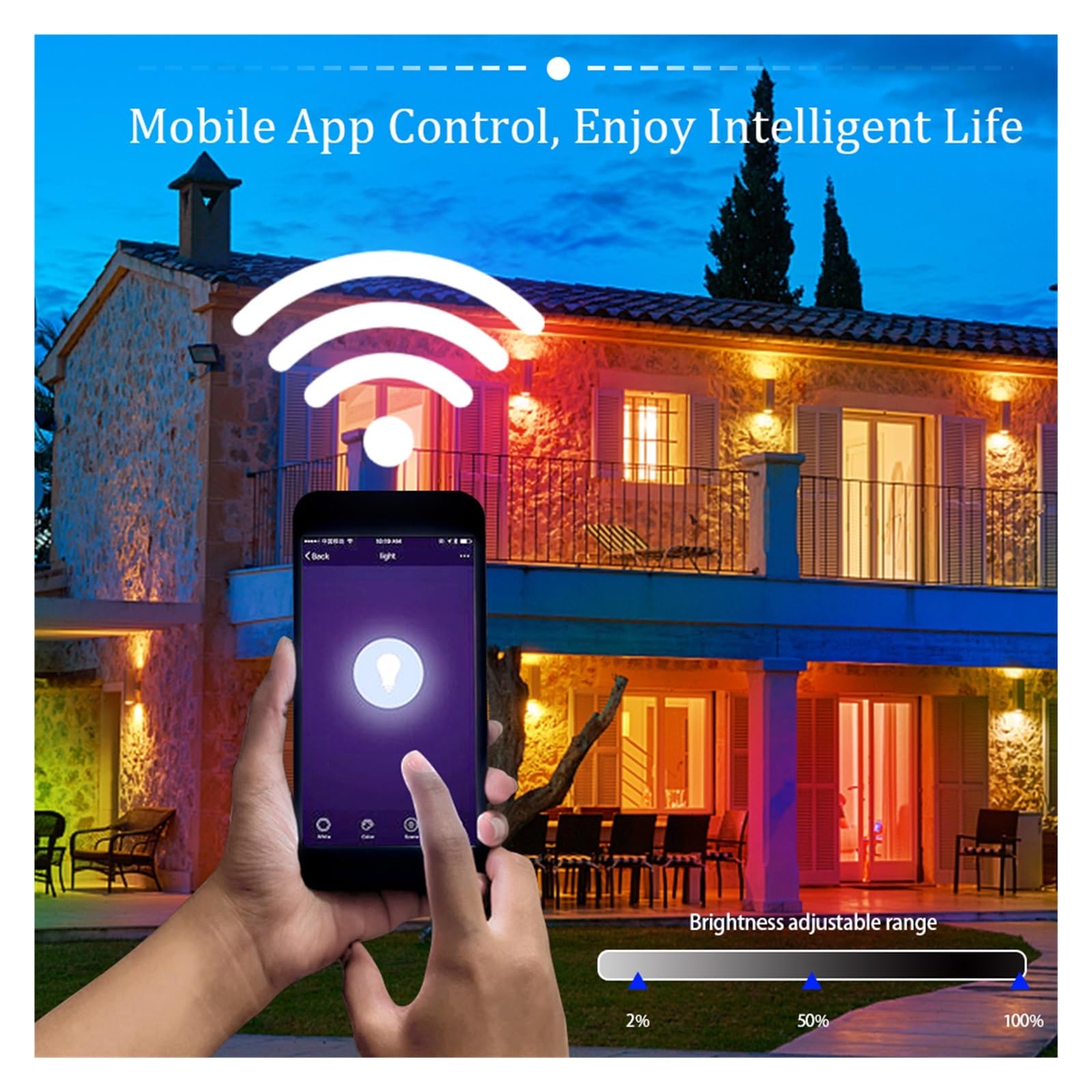 Odbłyśnik LED RGB Inteligentny Reflektor Zewnętrzny Reflektor 30W 50W 100W Wodoodporny Ciepłe, Chłodne Oświetlenie Sterowanie Przez WIFI Tuya(30W)