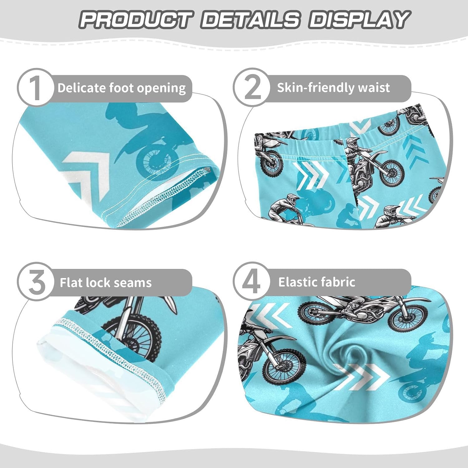 Active Leggings for Girls Motocross Riders Blue