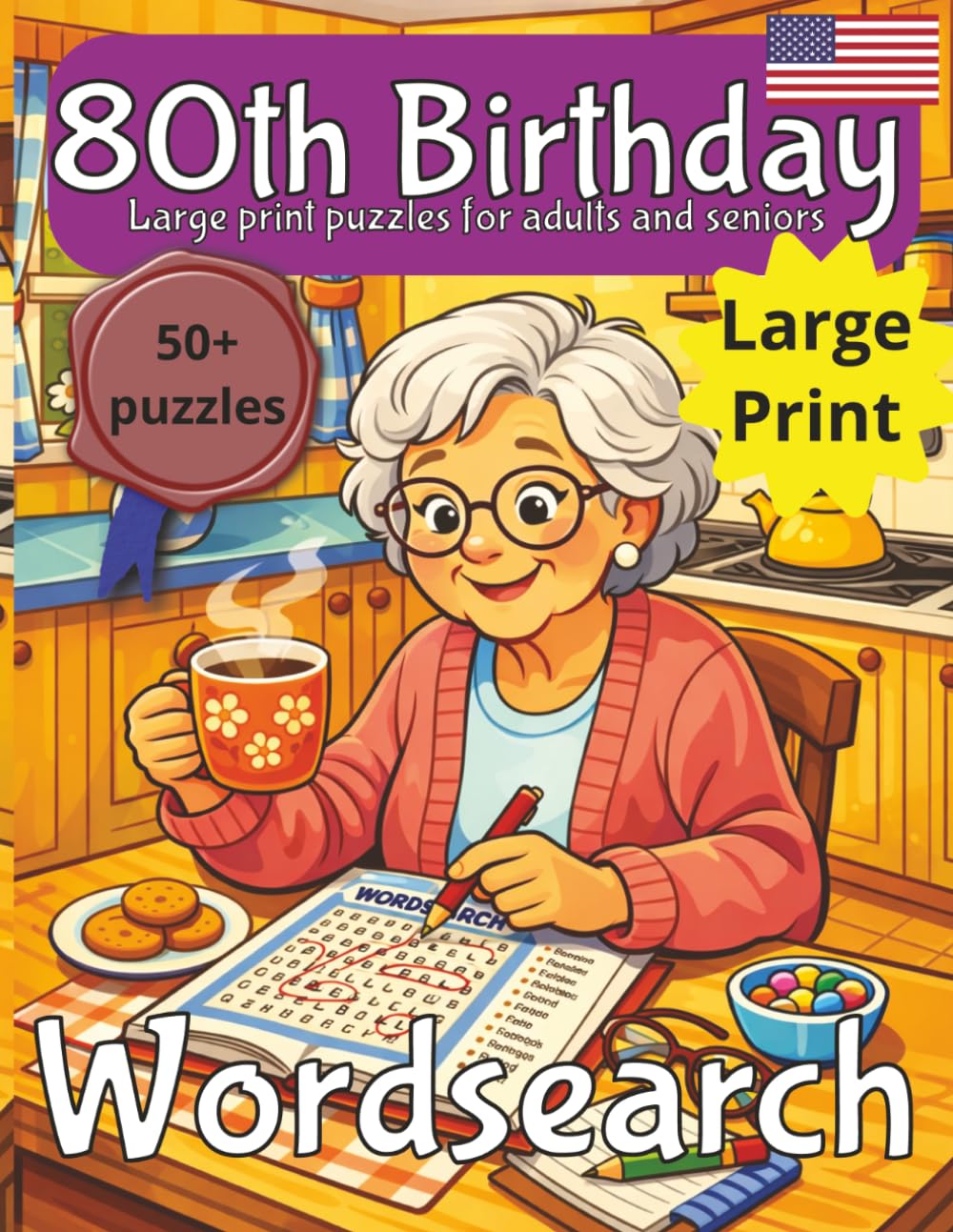 80th Birthday Womens Word Search Puzzle book: 80th Birthday Gift | Gifts for Women | Present for Senior | Present for Grandma | 80 Year old Gift | ... | Large Print | Wordsearch | Gift for Mom