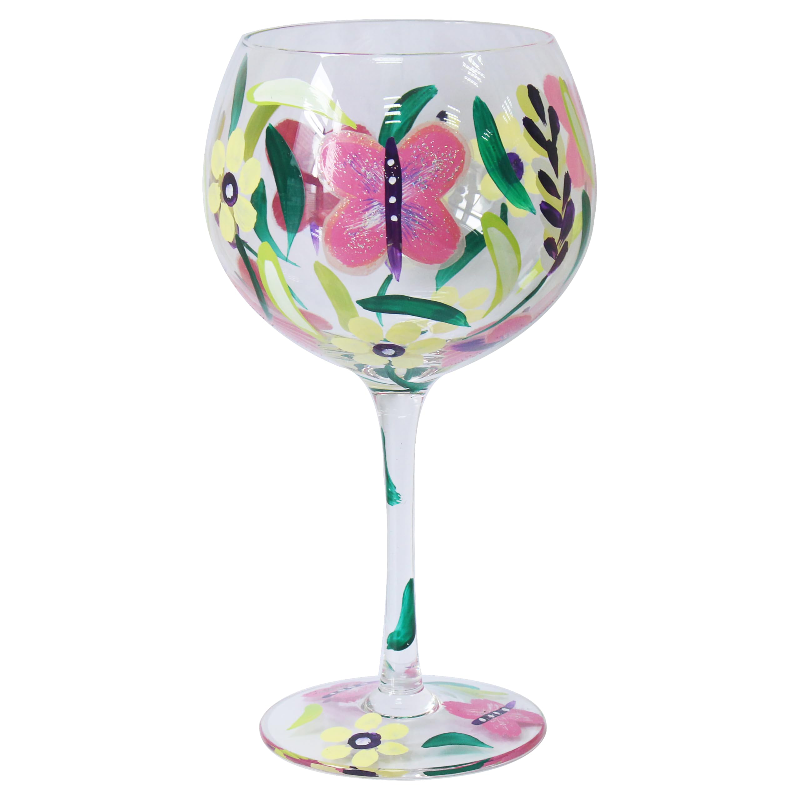 Stemmed Gin Glass Butterflies by Lynsey Johnstone Floral Glassware Gift Idea