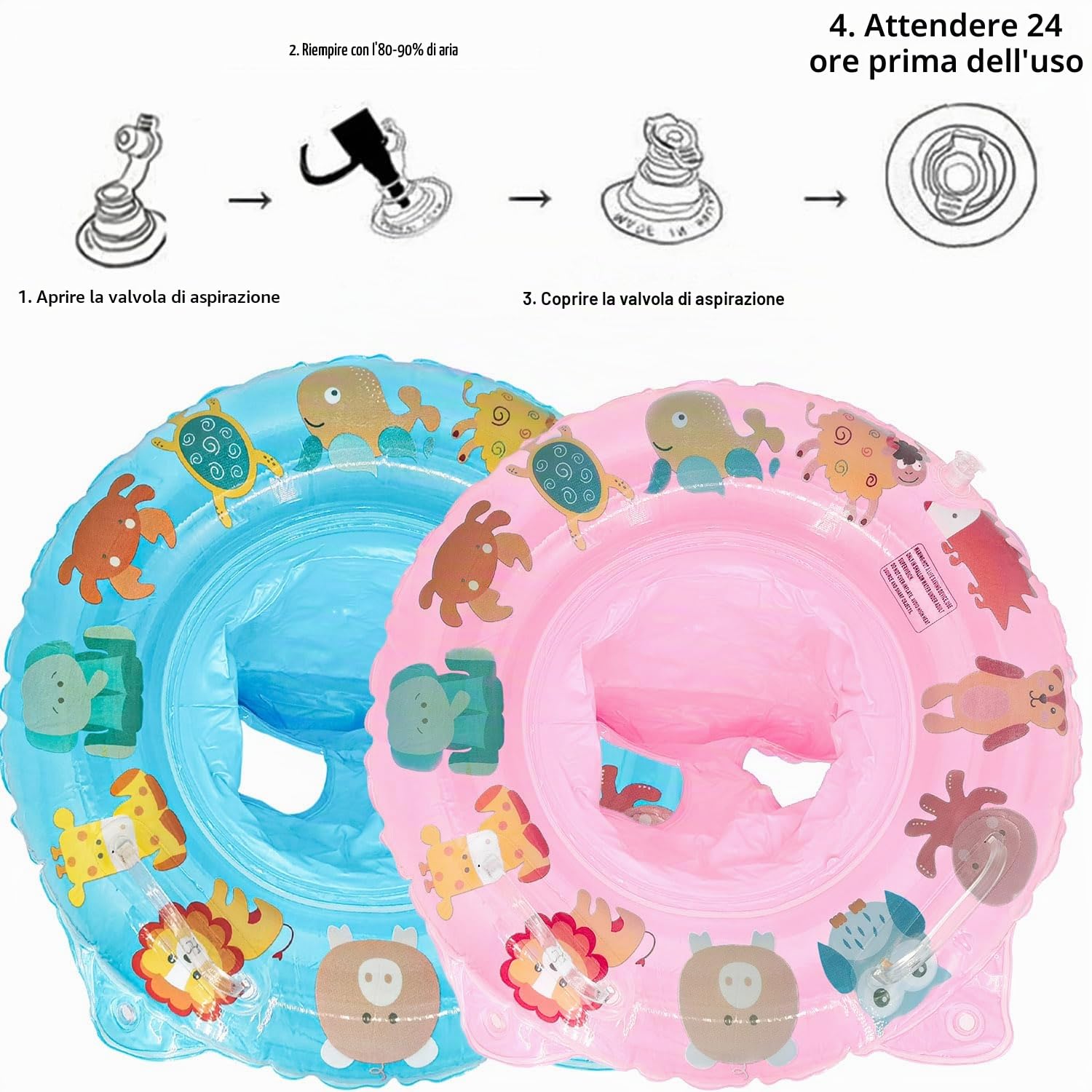 Anello da nuoto per bambini, anello da nuoto per bambini, sedia galleggiante gonfiabile regolabile per neonati, aiuto per il nuoto per neonati da 6 mesi a 36 mesi
