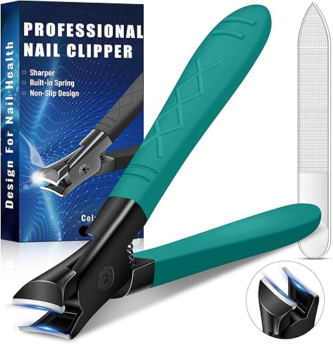 Cortaúñas para hombres, uñas gruesas, de acero inoxidable, cortaúñas de dedos para personas mayores, de mango largo, recortadores de uñas grandes,