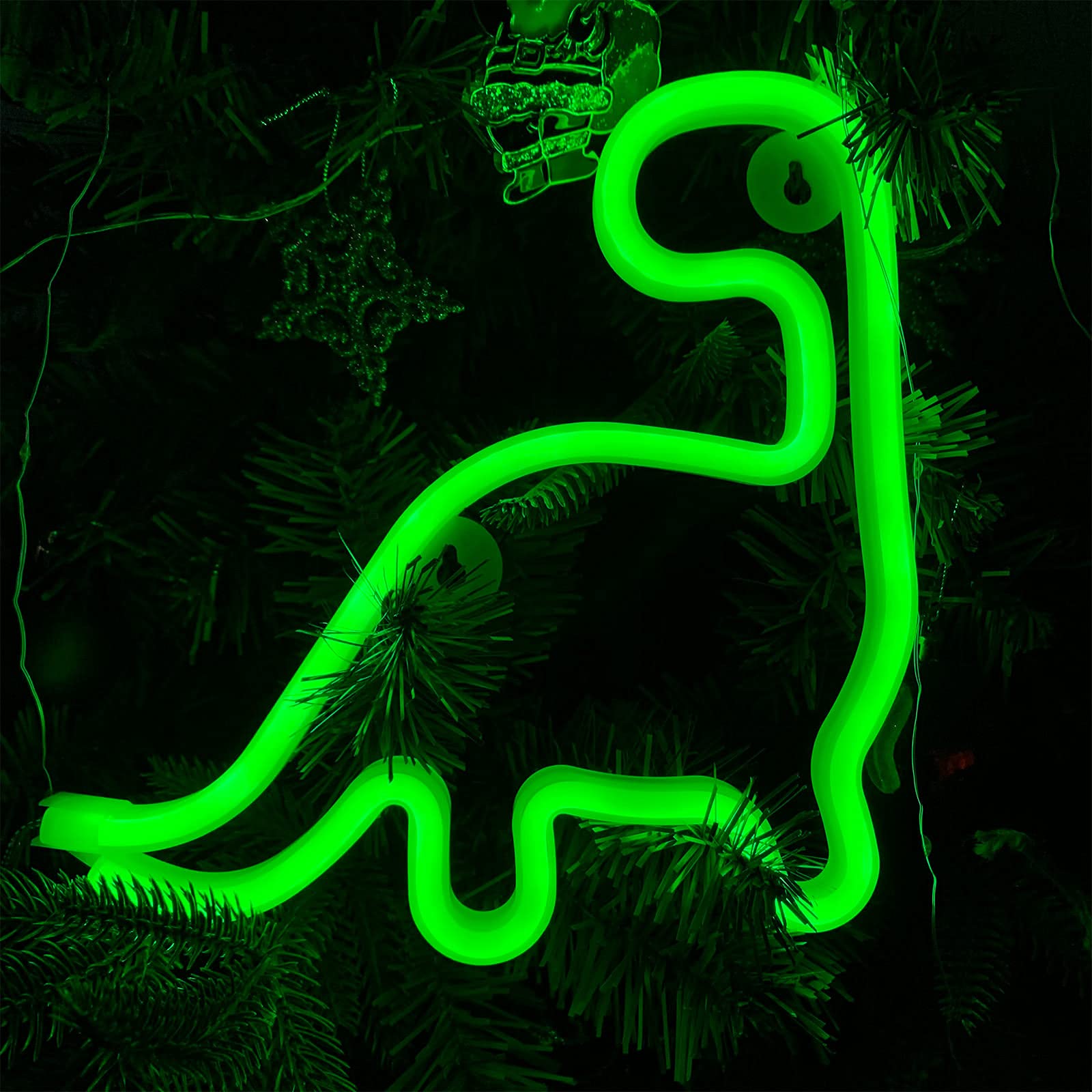 Insegne Al Neon A LED Con Dinosauro Verde, Luce Notturna Al Neon