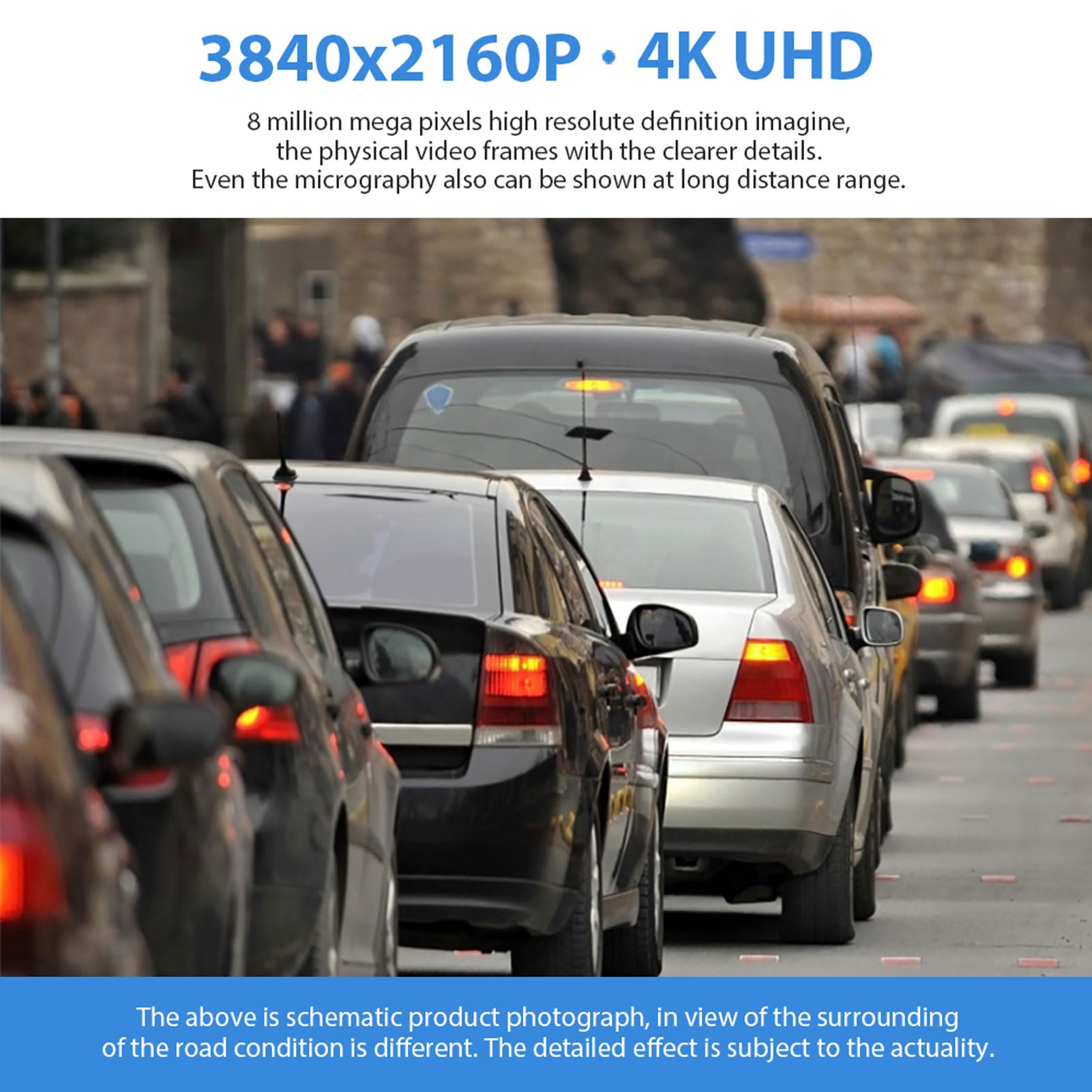 SENECESLI Kamera Samochodowa 4K, Dwukanałowa Kamera Samochodowa, rozdzielczość Przednia i Tylna 1080P, Noktowizor, Nagrywanie w Pętli z Czujnikiem G, WiFi 5 GHz i Sterowanie za pomocą