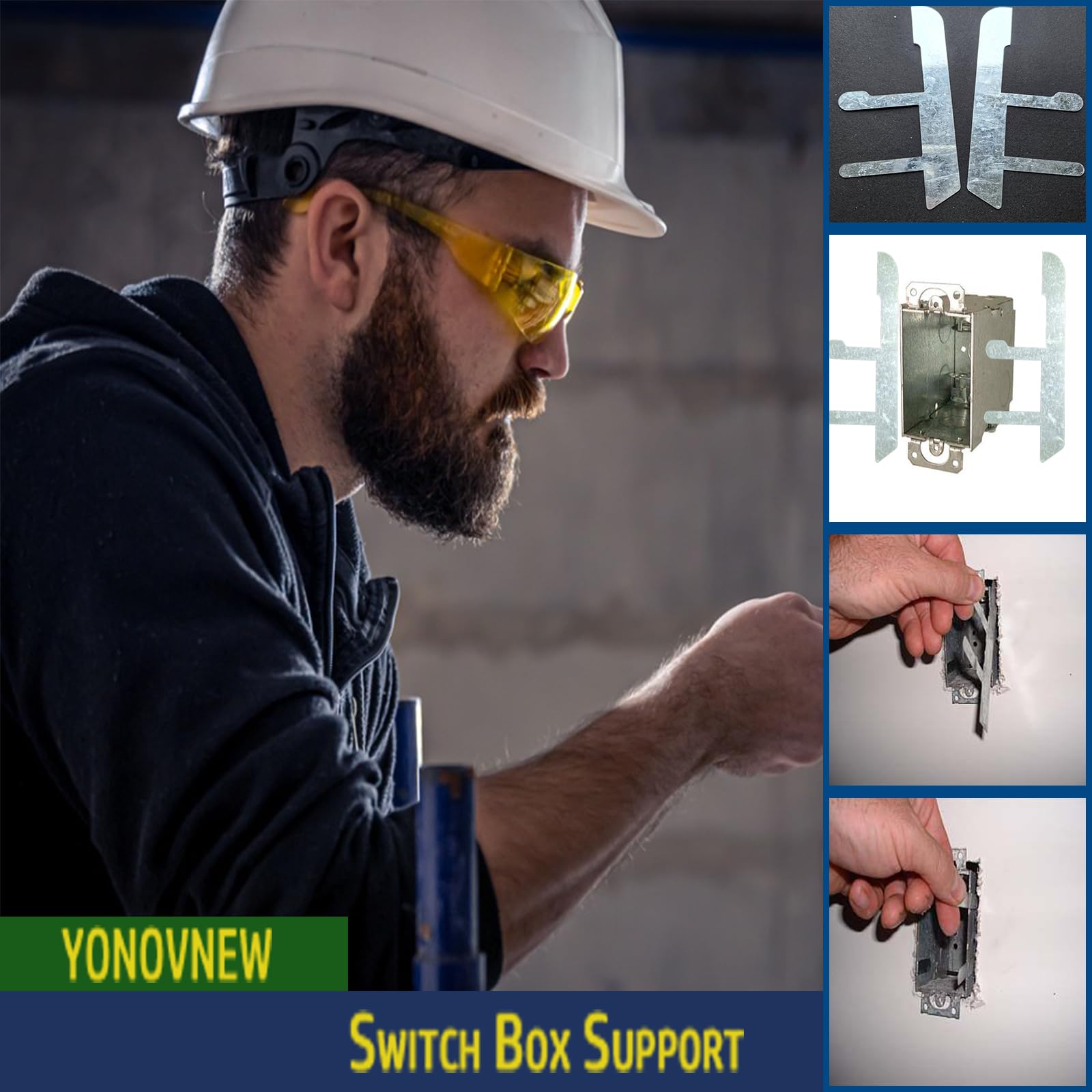 YONOVNEW 20 Pcs Switch Box Support,Drywall Repair Clips for Old Work Box Electrical Box with Plaster Ears