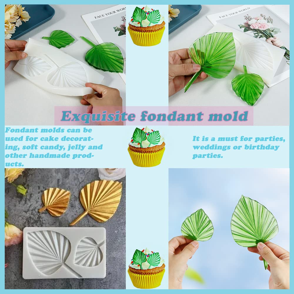 5 stuks bladeren siliconenvorm, 3D fondant siliconenvormen kant matte chocolade vormen, fondantvorm bladeren vorm candy mal voor bakken, zeep, suiker handwerk cake deco, gemakkelijk losmaken en