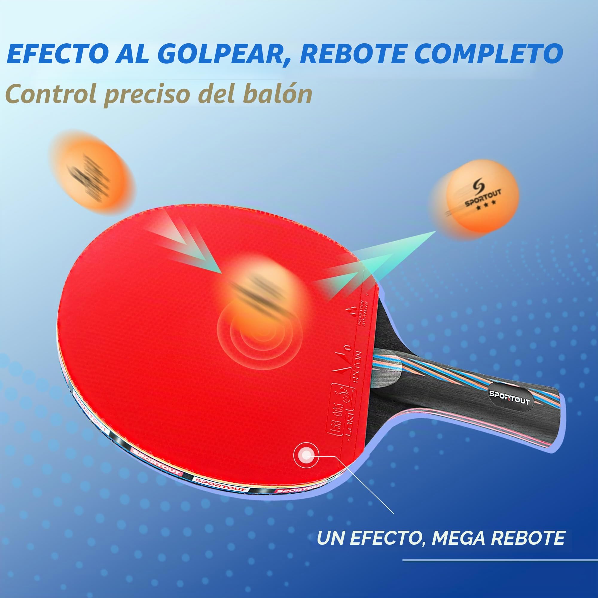 Pala de Ping Pong Profesional Raqueta Ping Pong, 9 Capas de Madera y Hoja de Carbono de 8 Capas