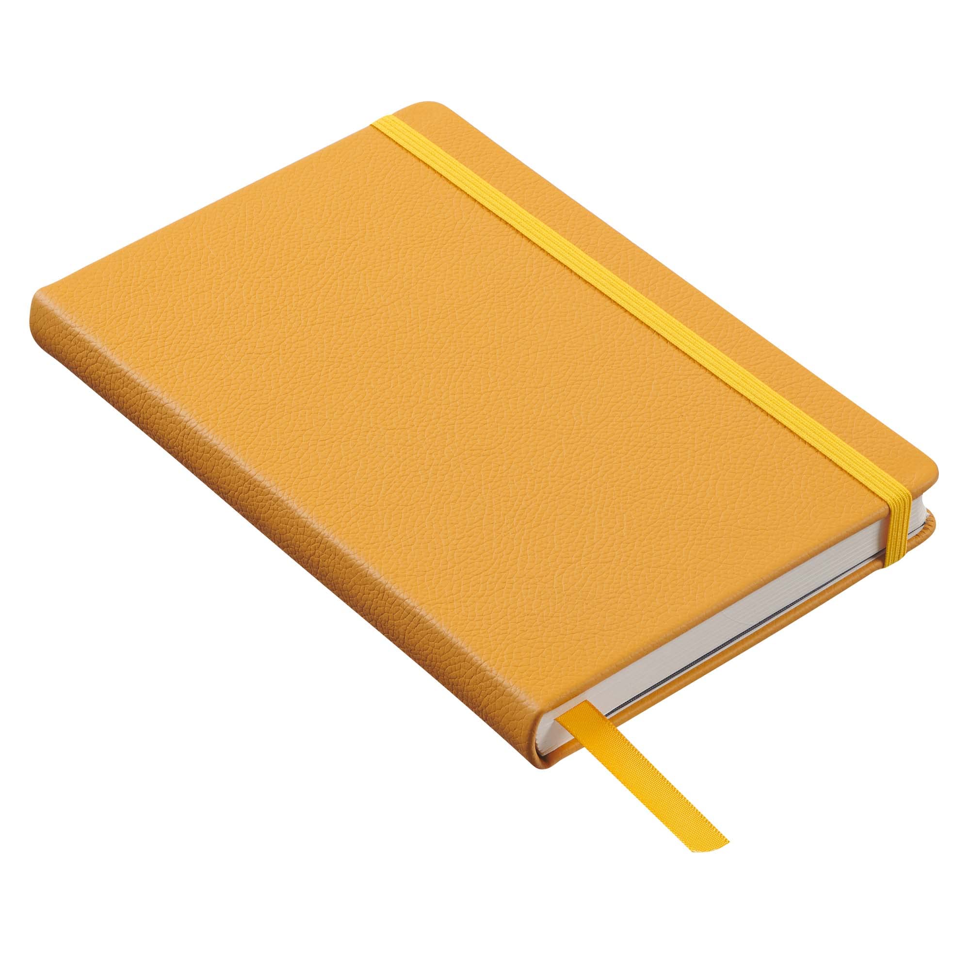 Journal classique en cuir, couverture rigide, jaune beurre, grand (13,7 x 21,3 cm), 240 pages lignées, collection Inspire