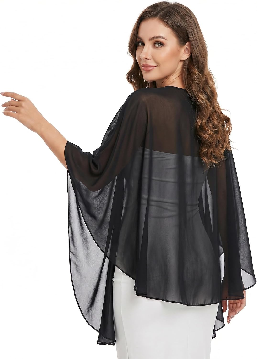 1Pcs Chiffon Sheer Shawls and Wraps for Evening Dresses Soft Wraps for Women Wedding Bridal Cover Up 1920s Shawl Accessories