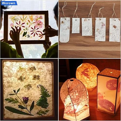 Miniatura 6 de Worown Pantalla de fabricación de papel de madera 2 en 1 de 4 tamaños, molde de fabricación de papel, marco de fabricación de papel de madera para