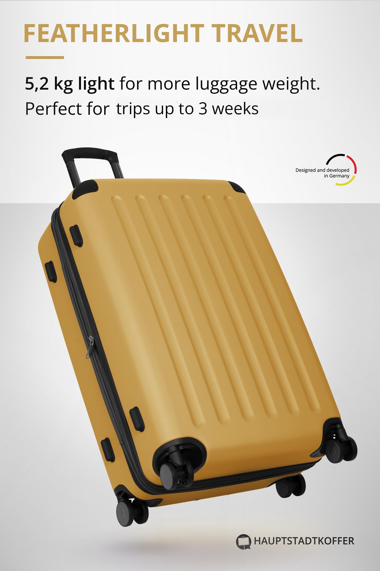 HAUPTSTADTKOFFER - Spree - Maleta rígida, Trolley expandible, Equipaje de Viaje, 4 Ruedas Dobles, TSA, 65 cm, 74 litros, Champán — view 265