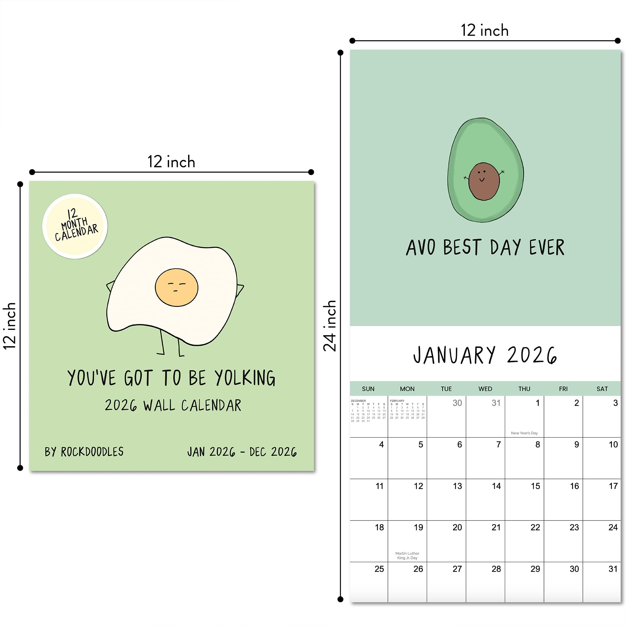 2026 Punny Wall Calendar Funny 12 Month Pun Calendar New