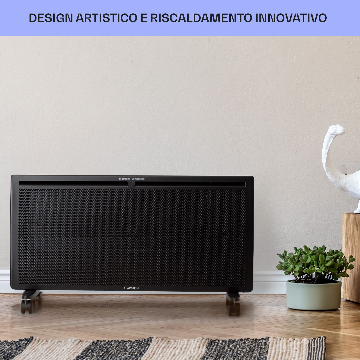 Klarstein Stufa Elettrica Basso Consumo, Stufa Elettrica 2000W, Termoconvettore Elettrico a Parete con Termostato, Termosifone Elettrico Basso Consumo, Calorifero Riscaldamento Elettrico Portatile