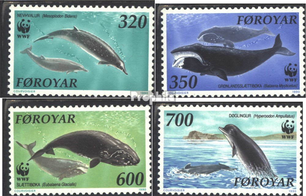 Prophila Collection Briefmarken – Dänemark/Färöer 1998 Zahnwale, 4 Marken Postfrisch (MNH)