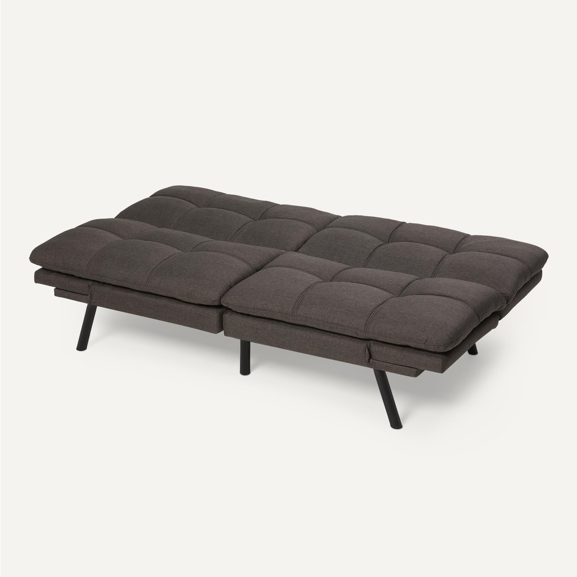 Amazon Basics Futon Sofa Bed, Convertible Memory Foam Sofa Couch with Adjustable Positions for Small Living Room, Office, Apartment, Dark Grey Linen Fabric