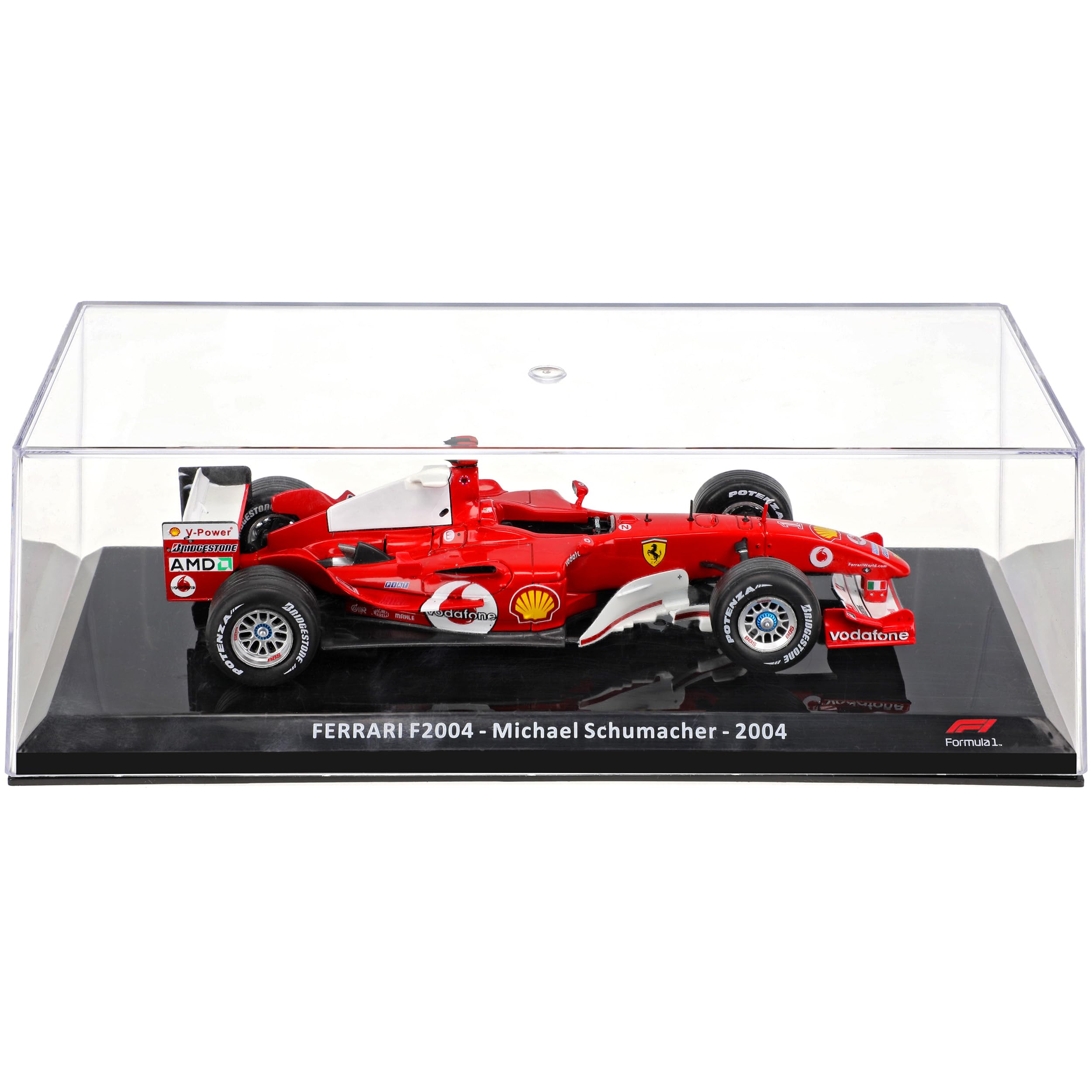 alles-meine.de GmbH Ferari F2004 Michael Schumacher 2004 Formel 1 mit Sockel und Vitrine 1/24 Modell Auto