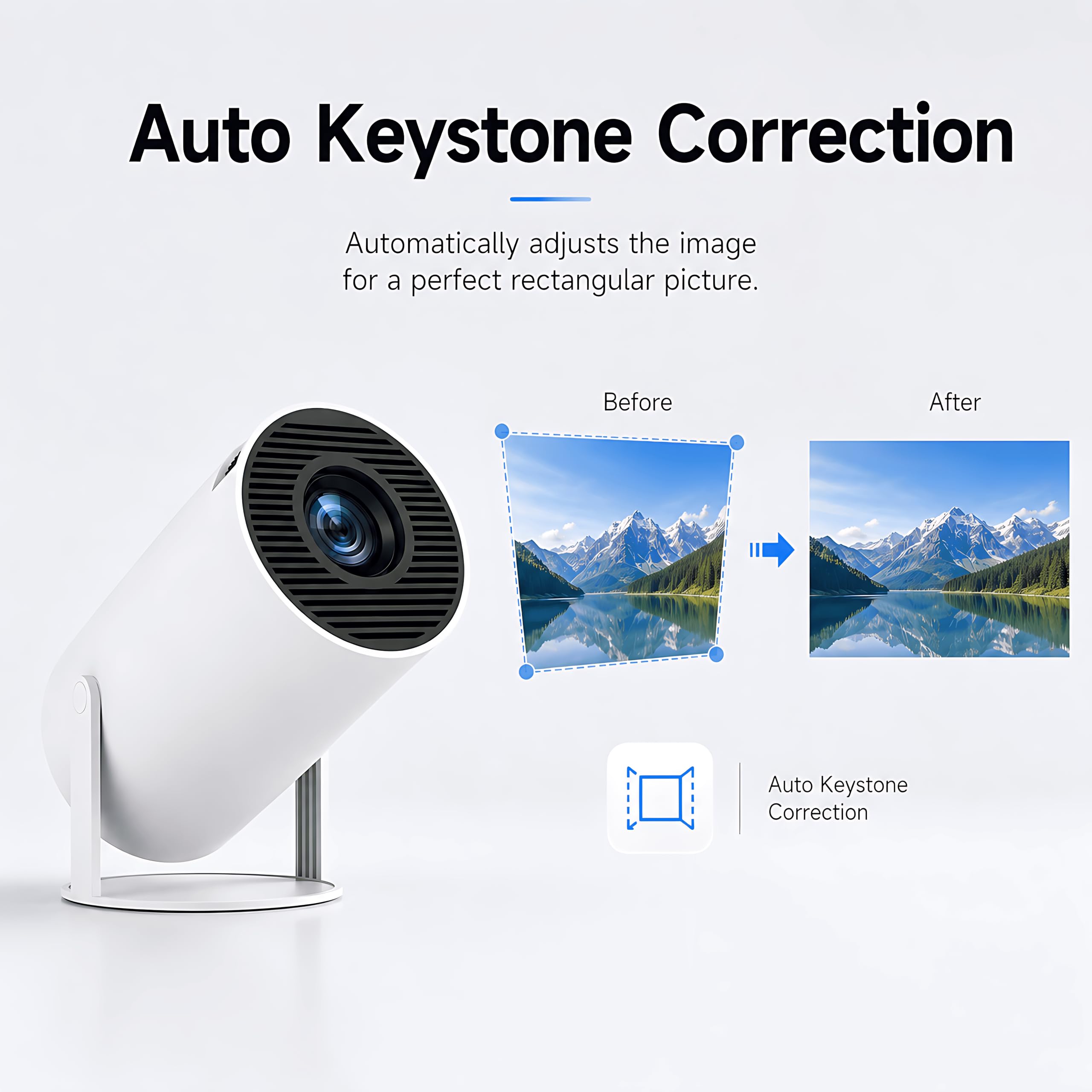 Mini proiettore con WIFI e Bluetooth, supporto portatile 4K, Android 13, Keystone automatico, girevole a 180°, schermo da 40"-150" piccolo proiettore HY300 Pro