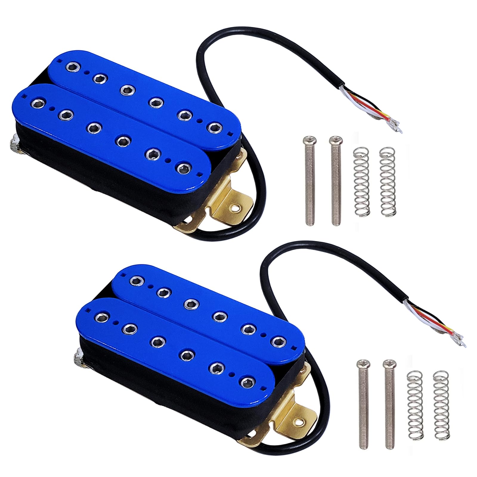 4pcs 6 String Electric Guitar Pickups Humbucker Dual in Line Adjustable Hex Screw Pickup (Blue)