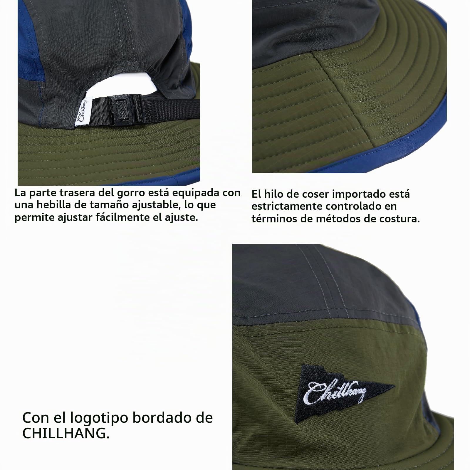 Sombrero de sol estilo pescador bloqueado de color para acampar al aire libre, surf y vacaciones, ala ancha, protección UV, antideslizante