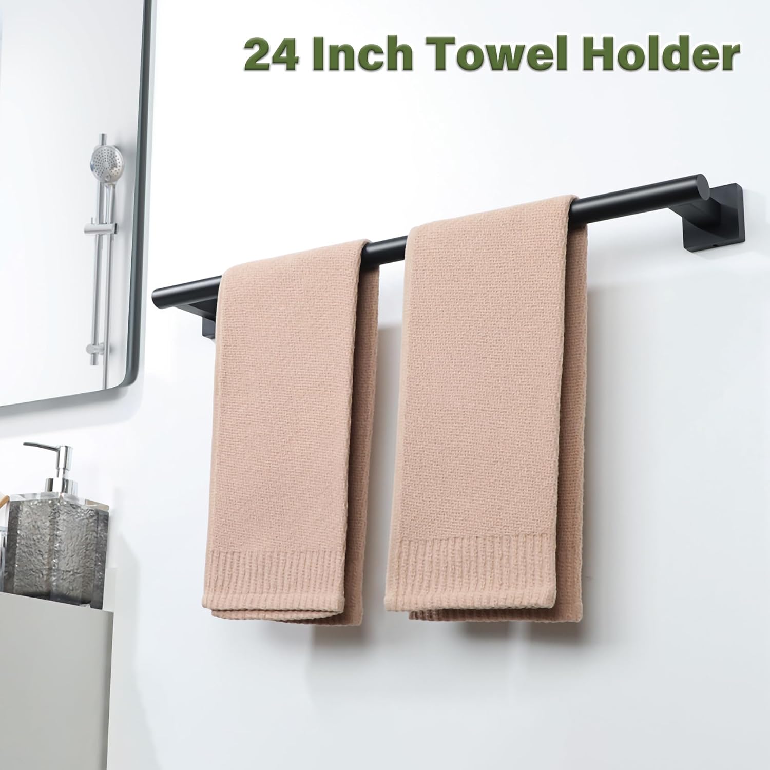 Alise Bathroom Towel Bar, 24 Inch Towel Racks for Bathroom, SUS304 Stainless Steel Hand Towel Holder Heavy Duty Towel Rack Wall Mounted Matte Black Towel Bar