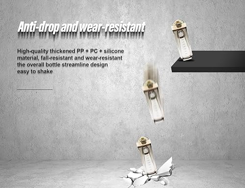 Miniatura 5 de Litex Vaso agitador de botellas con asa de transporte y botellas agitadoras de bolas para mezclas de proteínas, taza de agua portátil, sin BPA, 22