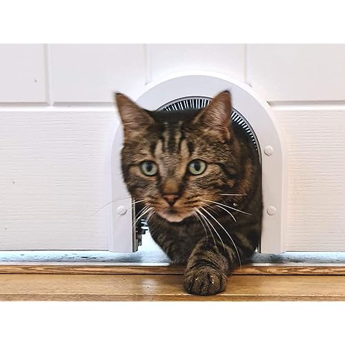 CATHOLE Plastic Cat Door ECO Model - Original Interior Cat Door, Installs Easily, Removable Grooming Brush