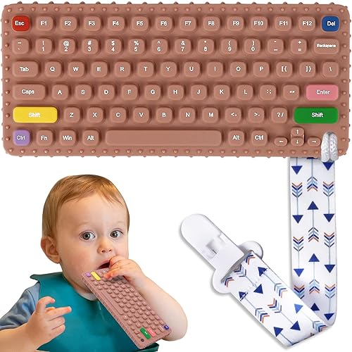 Juguetes de dentición de silicona para bebés de 6 a 12 meses, juguetes de dentición con forma de teclado para bebés pequeños, juego de juguetes para