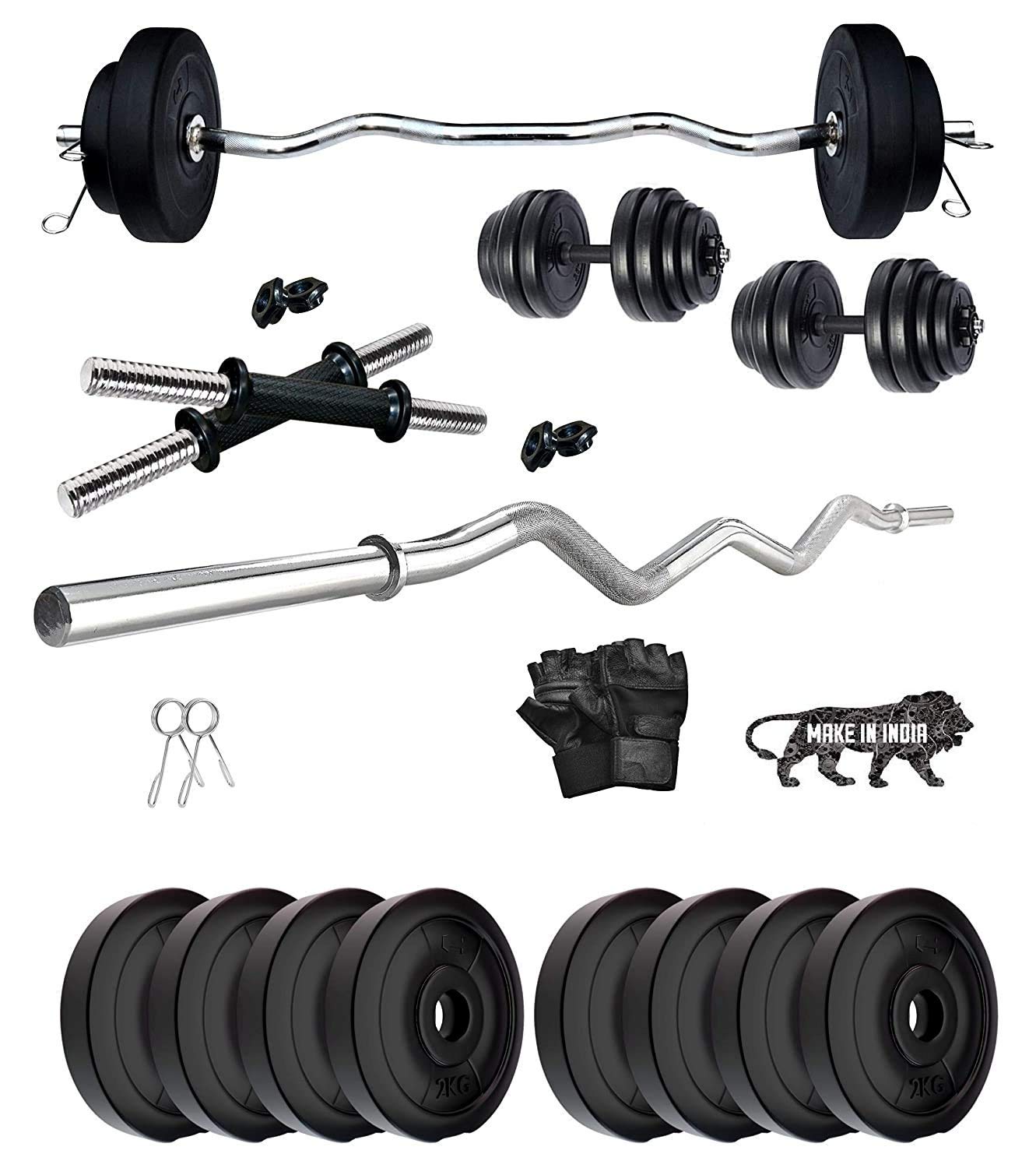 BEACON INTERNATIONAL Extreme Muscles Home Gym Exercise Set 20 Kg with 3 Feet Curl Rod,Rod Locks, Weight Plates, Dumbbell Rods and Gym Gloves (B08D6PWY8P) Amazon Price History, Amazon Price Tracker